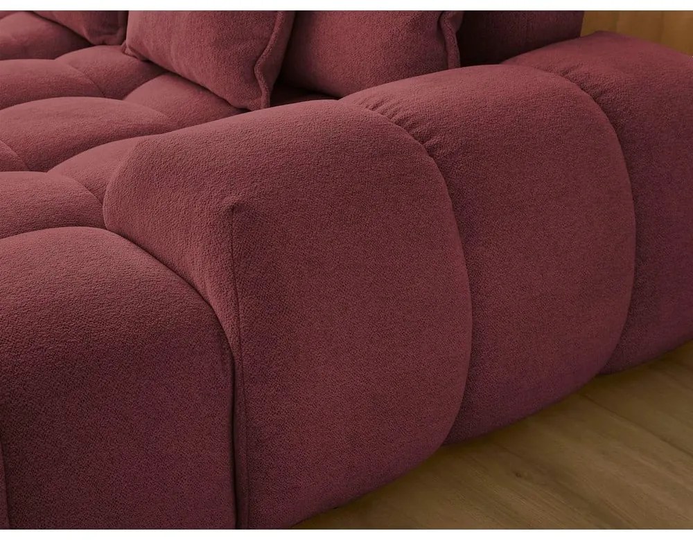 Colțar burgundy extensibil/cu spațiu de depozitare cu tapițerie din chenille (cu colț pe partea stângă/în formă de "U") Everest – Bobochic Paris