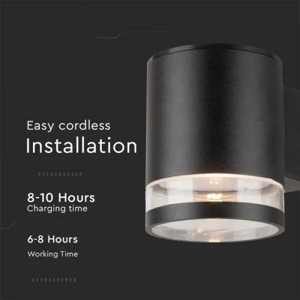 LED lampă solară de perete exterior 1W 3,7V 3000K IP54 negru