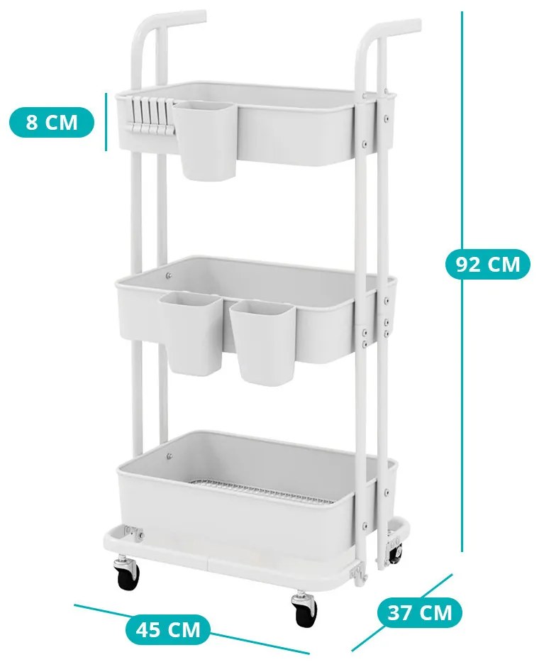 Carucior de Servire Pliabil cu 3 Niveluri