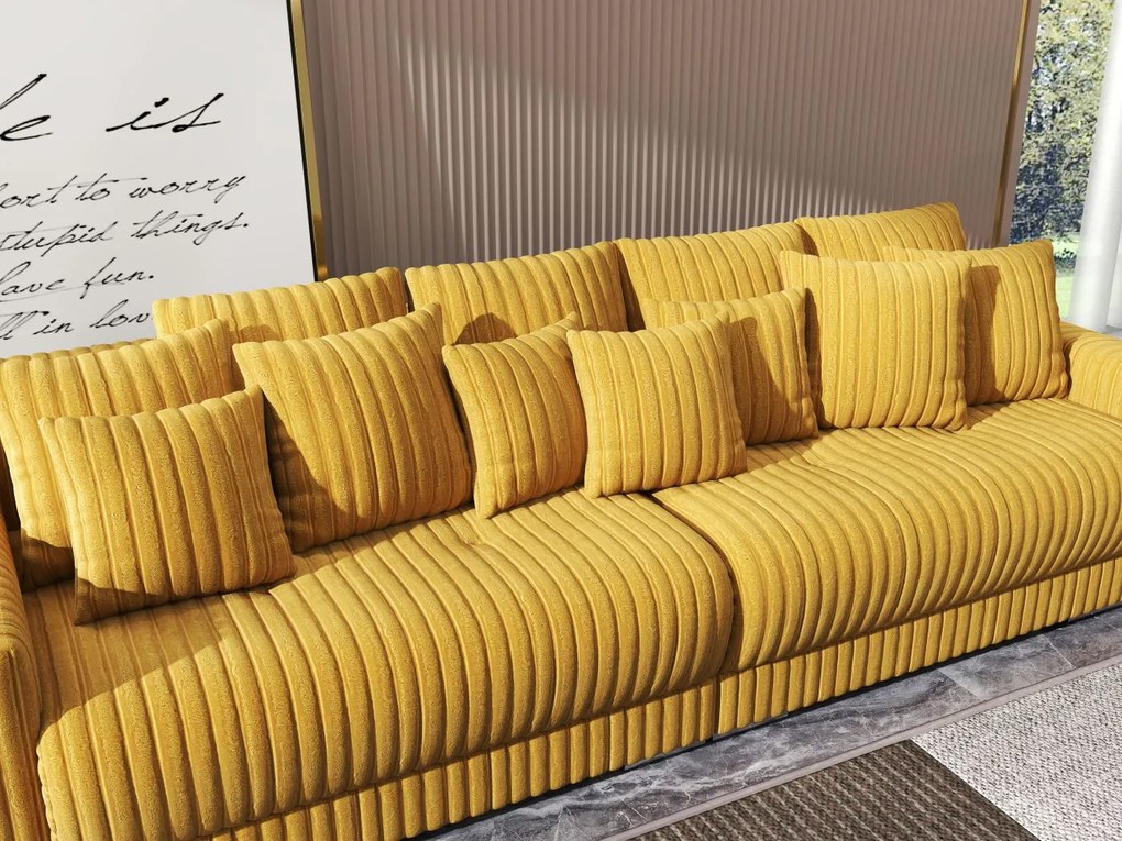 Canapea extensibilă dumonde cu 2 lăzi de depozitare si sezut confortabil din spuma high-density, Verona Ambiance Mustar 310x100 cm