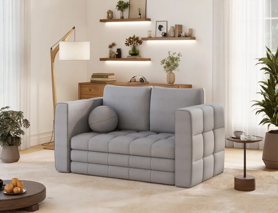 Canapea Kastol , gri chenille extensibil, 137x71x74 cm – Soreli 04