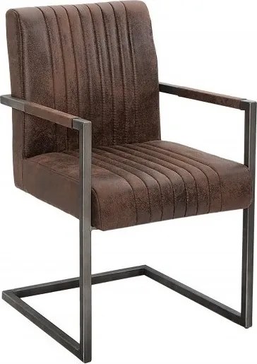 Scaun cu brate design retro Big Aston microfibra maro vintage