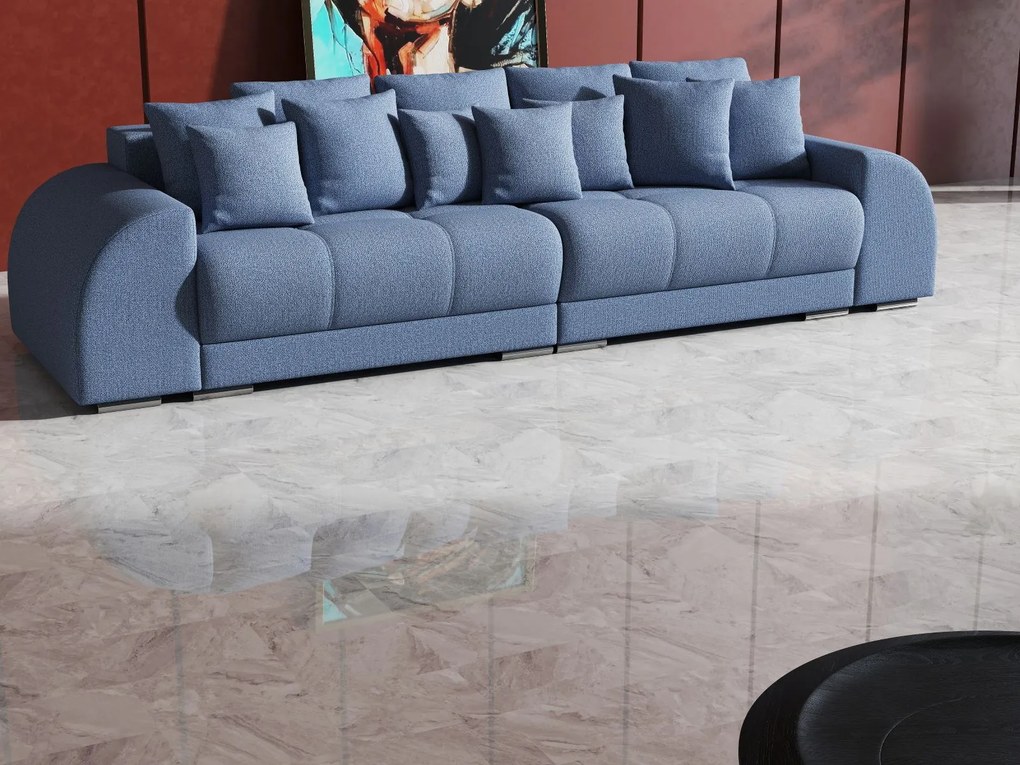 Canapea extensibilă dumonde cu 2 lăzi de depozitare si sezut confortabil din spuma high-density, Verona Enjoy Blue 310x100 cm