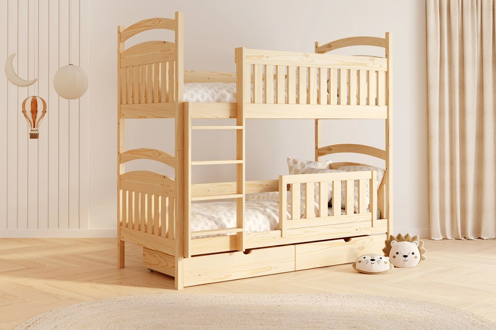 Pat supraetajat din lemn Amely 80x180 - culoare pin