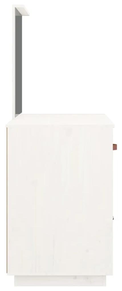 Masa de toaleta, alb, 95x50x134 cm, lemn masiv de pin Alb