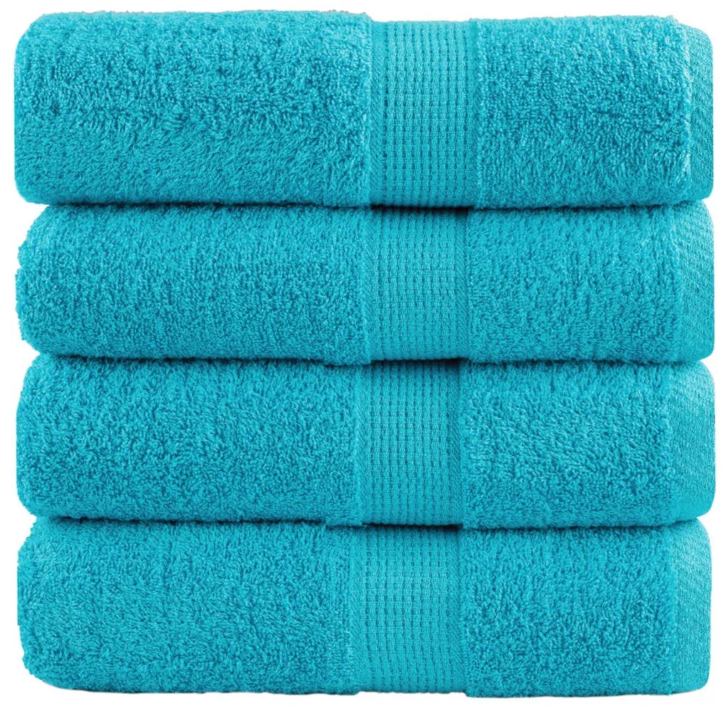 vidaXL Prosoape de baie premium SOLUND, 4 buc., turcoaz, 30x30 cm, 600 g/m²