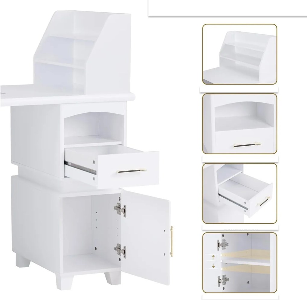 MANIA201 - Masuta manichiura, 120 cm, cu aspirator incorporat, masa cosmetica - Alba