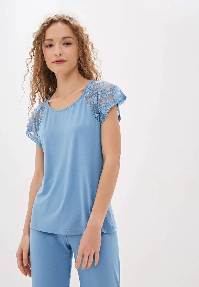 Pijamale femei SUSANA din bambus Albastru deschis / Light blue L