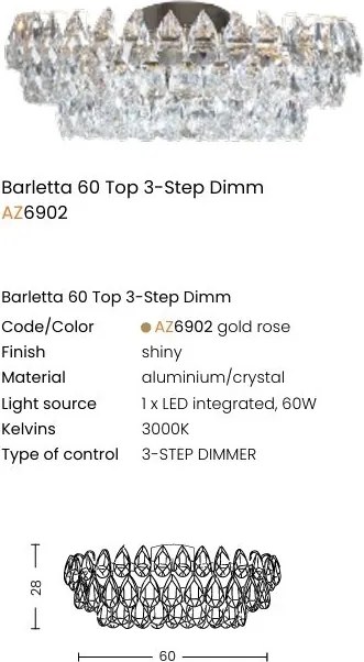Lustra tavan metal auriu si cristale sticla BARLETTA 60