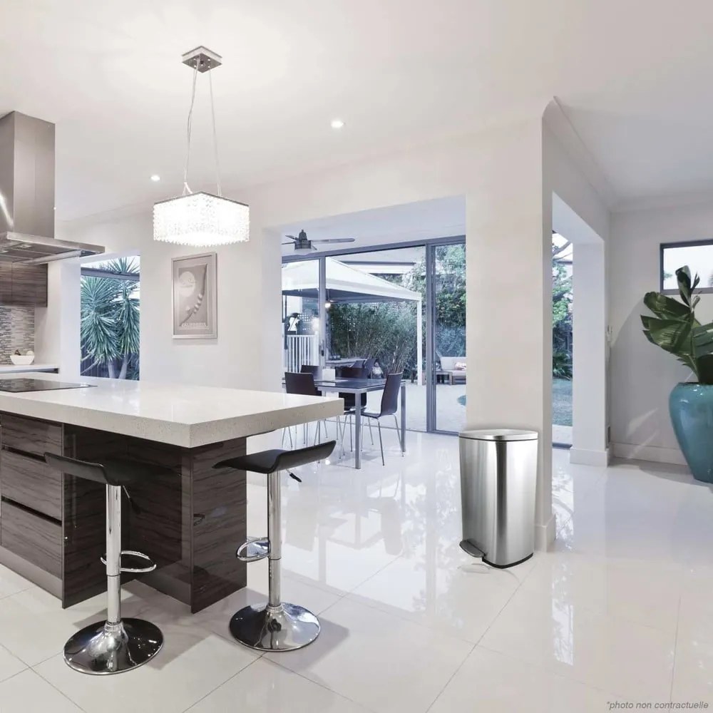 Coș de gunoi argintiu mat cu pedală din oțel 50 l Akira – Spirella