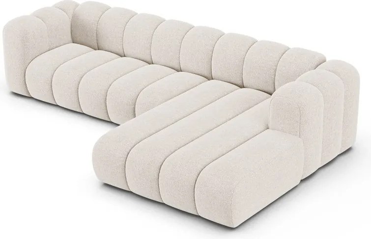 Colțar crem cu tapițerie din chenille (cu colț pe partea dreaptă/cu șezlong) Lupine – Micadoni