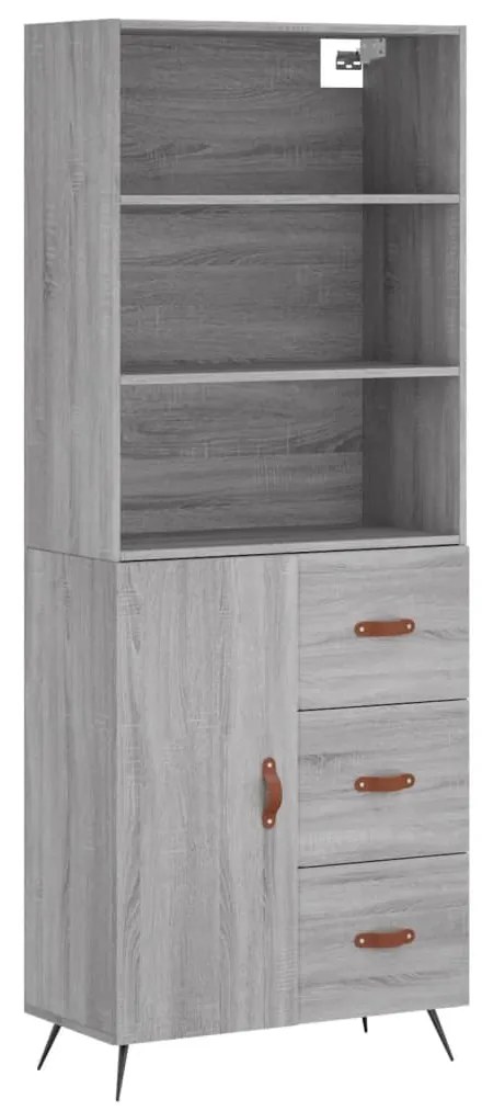 3189419 vidaXL Dulap înalt, gri sonoma, 69,5x34x180 cm, lemn compozit