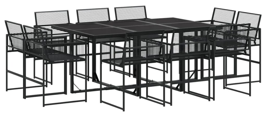 3295039 vidaXL Set mobilier de grădină, 11 piese, negru, poliratan