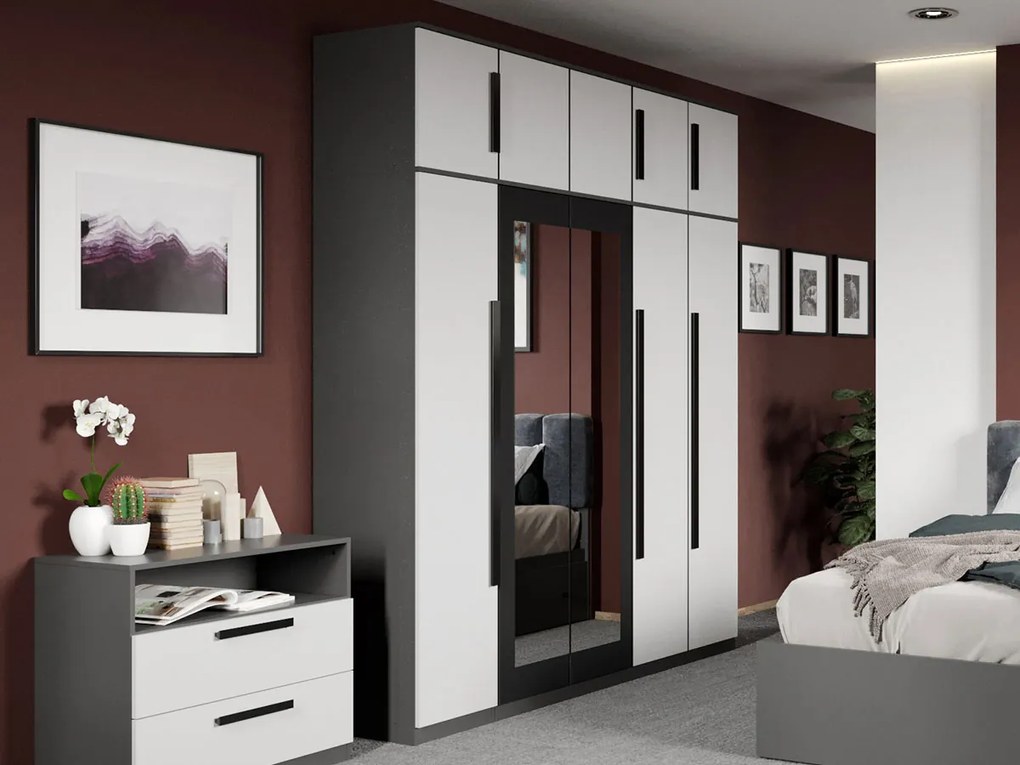 Set mobila dormitor complet Alb/Gri antracit Oasis C13