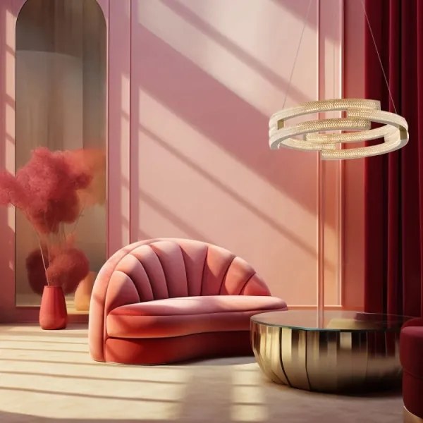 Lustră LED suspendată pe cablu TARJA, LED/36W/230V, 3000/4000/6000K, Ø 60 cm, auriu