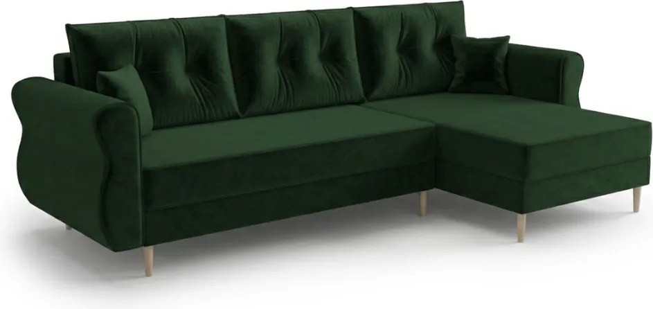 Canapea extensibila de colt SILVIANO, verde inchis, reversibila, 230x140 cm