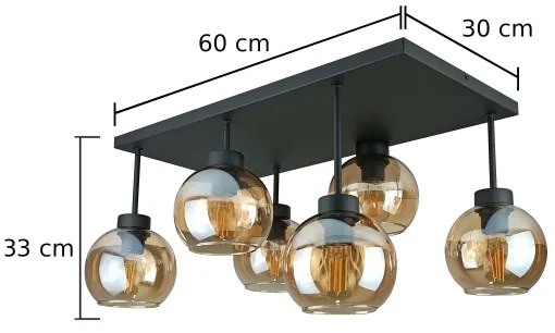 Lustră aplicată NESSA 6xE27/60W/230V negru/bej fumuriu