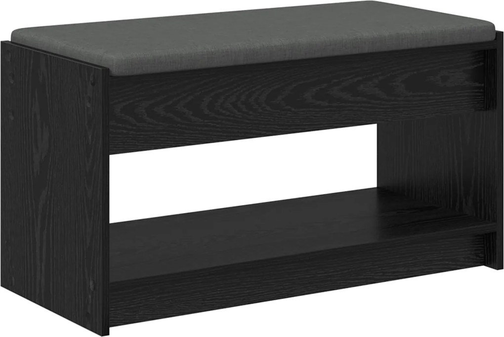 vidaXL Bancă pentru hol cu pernă cu raft Stejar Negru 83 x 38 x 45 cm