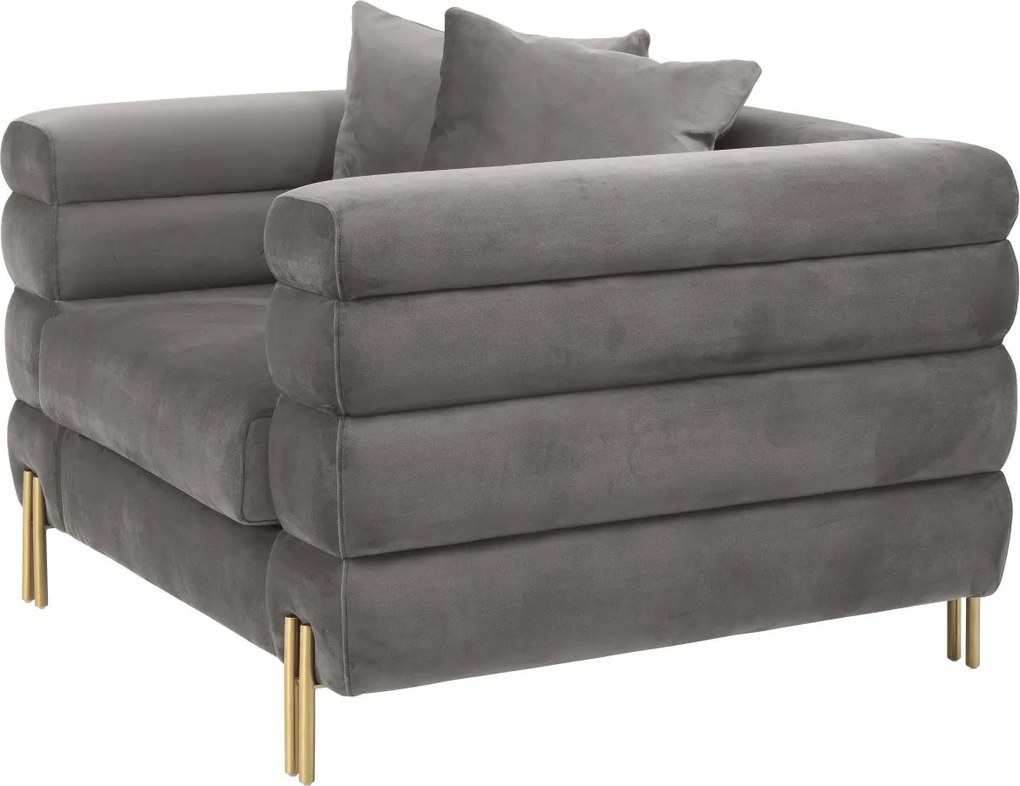 Fotoliu elegant design LUX York, catifea gri 114344 HZ