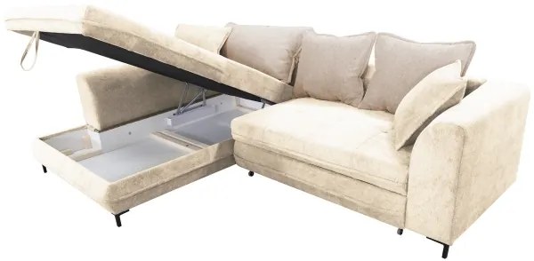 Colțar extensibil LAGOA în formă de L, cu spațiu de depozitare, orientare stânga, bej/maro