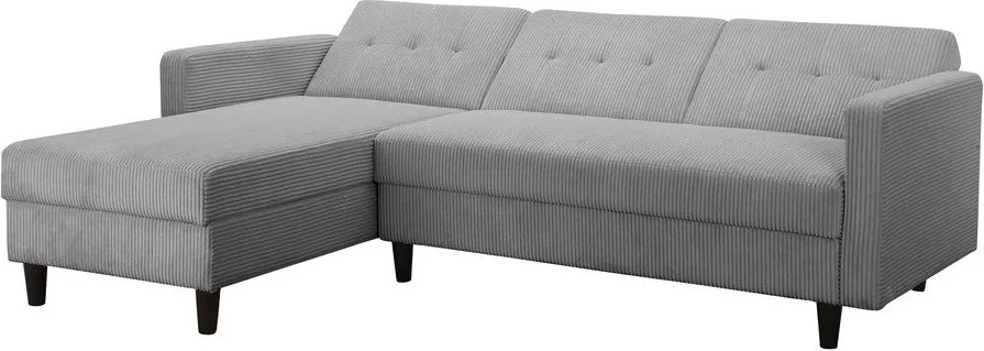 Colțar gri deschis extensibil cu tapițerie din catifea reiată Hartford – Støraa