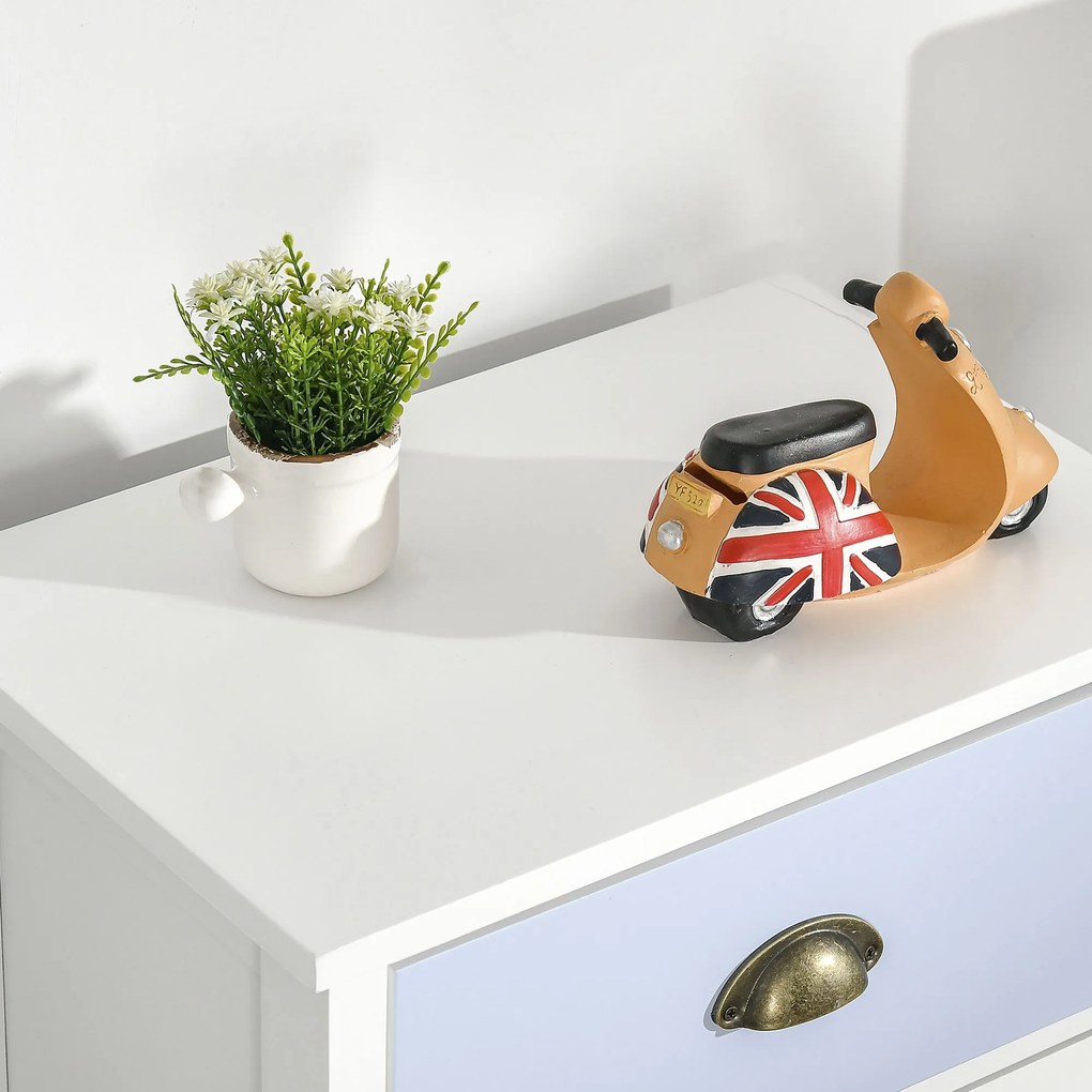 HOMCOM Chiffonnier comodă mobilier de depozitare 5 sertare multicolore cu mânere metal cochilie MDF - dim. 45L x 30l x 95,4H cm | Aosom Romania