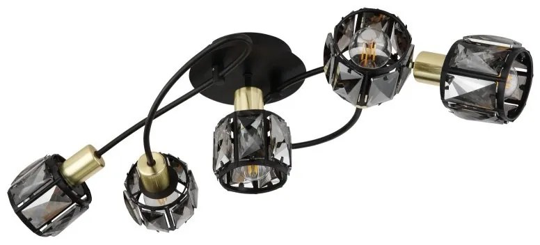 Plafoniera cu 5 spoturi design modern INDIANA auriu, negru
