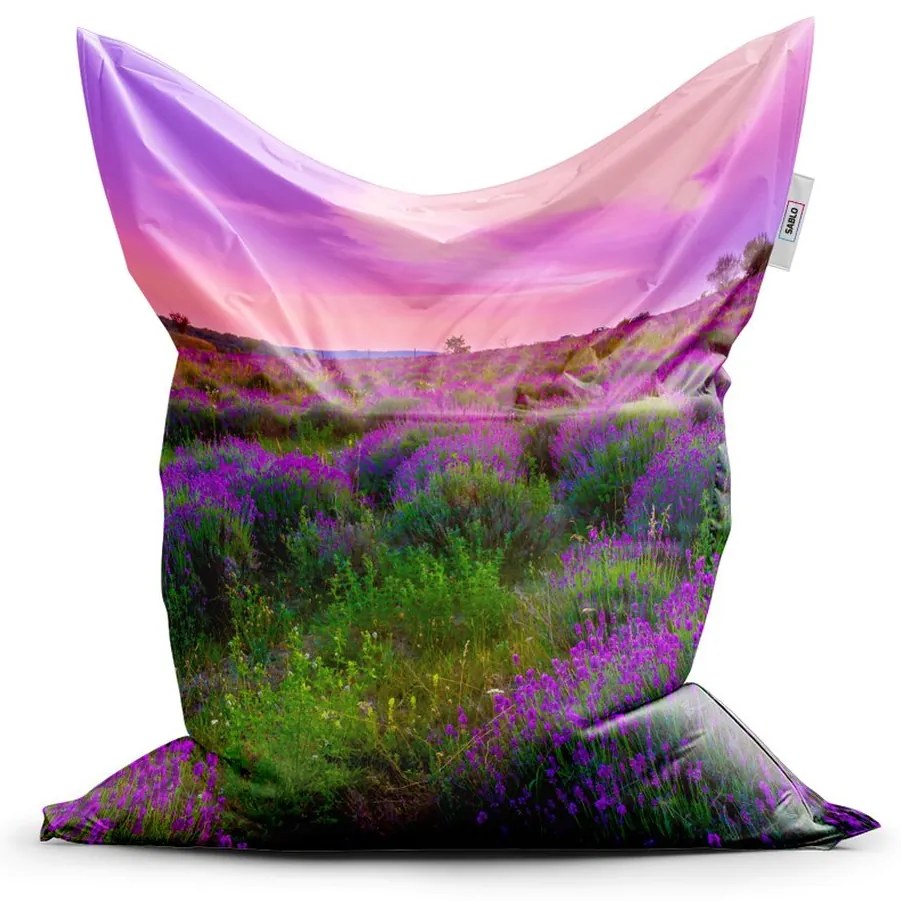 Sac de șezut Classic câmp de lavandă 2 - pentru copii, violet / verde