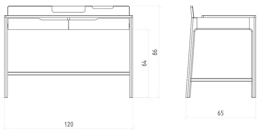 Birou din lemn de stejar 65x120 cm Twig – The Beds
