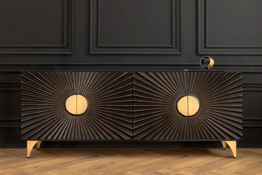 Comoda cu model 3D Solaris 177cm Mango negru/ auriu