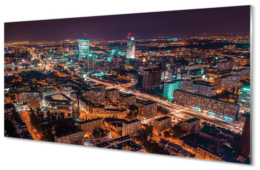 Panouri de sticlă Varșovia oraș noapte panoramă