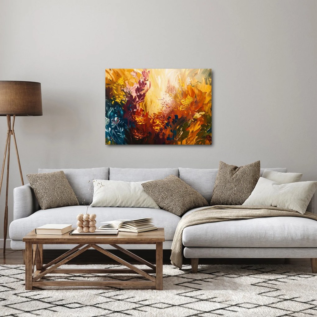 Tablou - pictură abstractă de flori (70x50 cm)