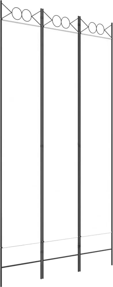 vidaXL Paravan de cameră cu 3 panouri, alb, 120x220 cm, textil