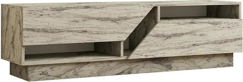 Comoda TV KOZA, bej cu efect de marmura, PAL melaminat, 160x40x45 cm