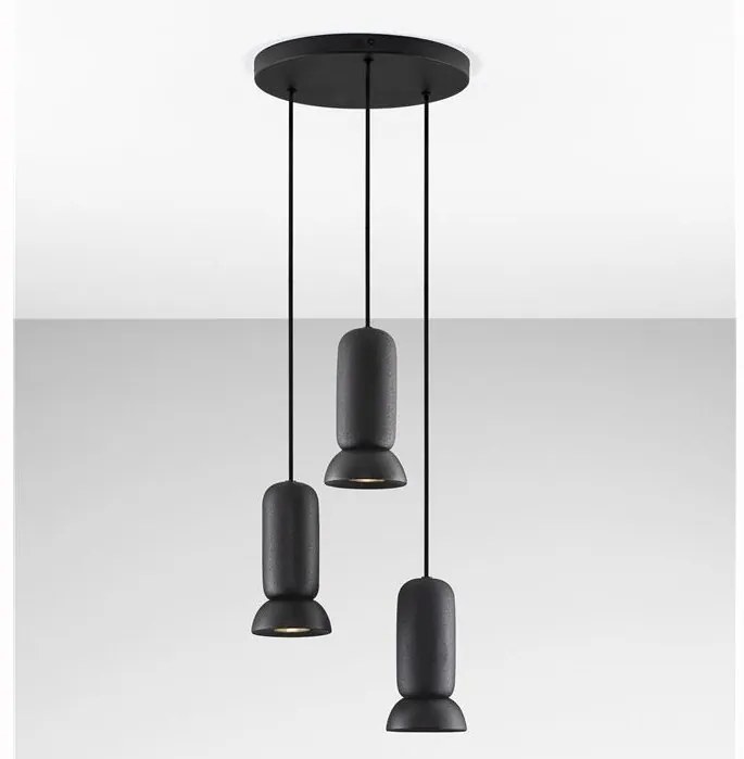 Lustra cu 3 pendule ceramica neagra PARLO