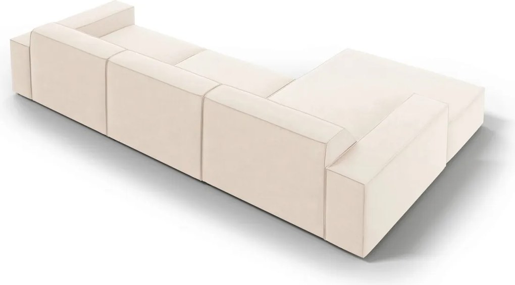 Coltar stanga 4 locuri, Jodie, Micadoni Home, BL, 284x166x70 cm, catifea, bej deschis