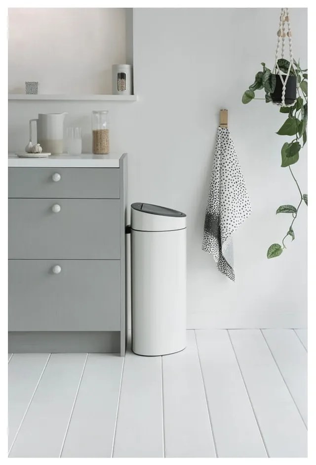 Coș de gunoi alb cu senzori de atingere din oțel 40 l Touch Bin – Brabantia