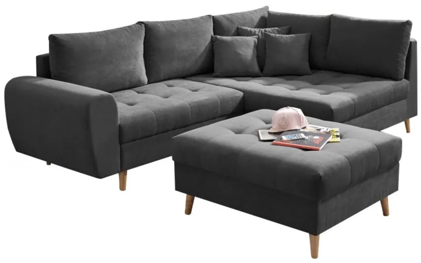 Coltar dreapta Alice, 3 locuri, 249 x 175 x 94 cm, antracit