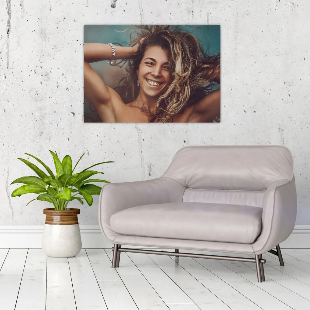 Tablou pe sticlă - Portretul unei femei tinere (70x50 cm)