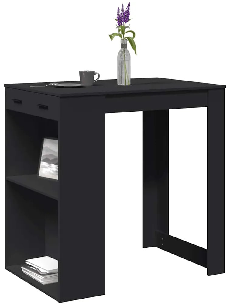 vidaXL Masă de bar, negru, 102x70x103,5 cm, lemn prelucrat