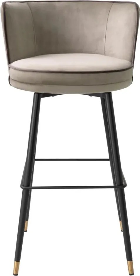 Scaun de bar pivotant design LUX Grenada, catifea Savona greige