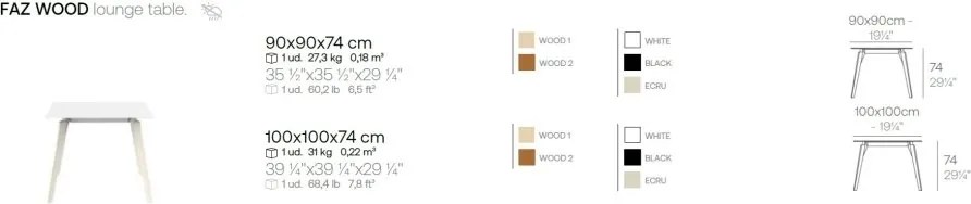 Masa design modern premium FAZ WOOD, 90x90cm