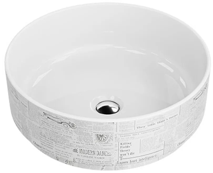 Lavoar pe blat Rune Olrun rotund 37 cm alb-ziar lucios