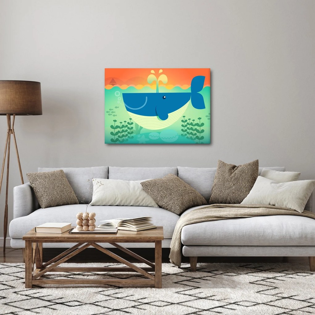 Tablou - Balenă veselă în mare (70x50 cm)