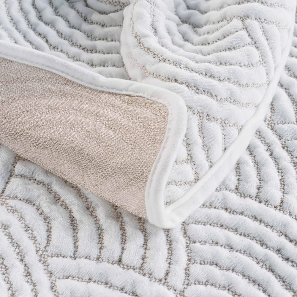 Set cuvertură și față de pernă alb-bej din jerseu 220x240 cm Cassandra – douceur d'intérieur