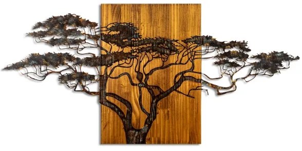 Decorațiune de perete 144x70 cm lemn/metal copac