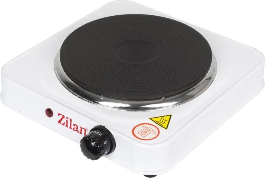 Plita electrica ZILAN Alb ZLN2173, 1500 W, 26 x 26 x 9.5 cm, 1 arzator, cu 5 trepte de reglaj,