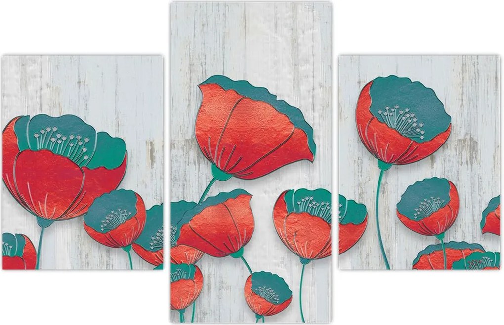 Tablou - Maci de câmp - petrol (90x60 cm)