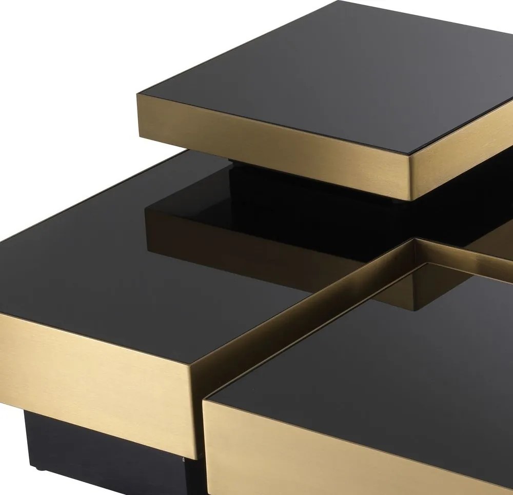 Set 4 masute de cafea design elegant Nio, alama-negru 113961 HZ