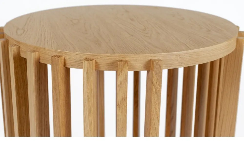 Măsuță auxiliară din lemn de stejar Woodman Drum, ø 53 cm
